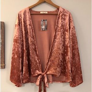 Velvet Tie-Front Kimono Top